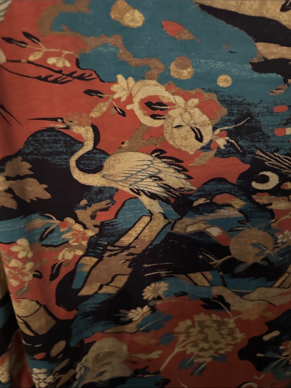 Peruvian Connection Rust, Teal & Gold Floral Crane Short-Sleeve Tee NWOT - Picture 6 of 8